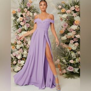 SHEIN Belle Cold Shoulder Split Thigh Dress Large